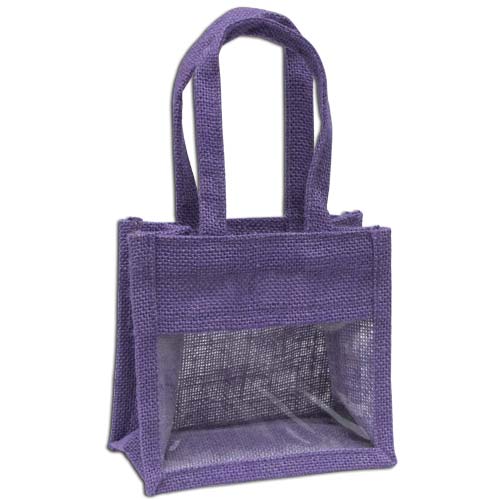 Jute Window Bag, Gift Bag, Needlework Organiser Bag - Small, Lavender