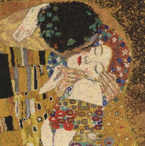 The Kiss, Gustav Klimt Cross Stitch Kit, DMC BK1181