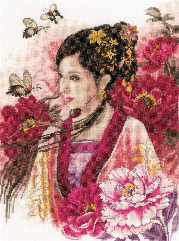 Asian Lady in Pink Counted Cross Stitch Kit, Lanarte PN-0170199