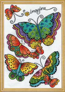 Butterflies Counted Cross Stitch Kit, Laurel Burch -Design Works 3384