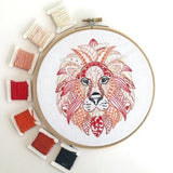 Lion Embroidery Kit, Cinnamon Stitching
