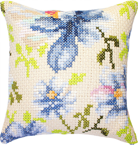 Blue Flower Cushion, Counted Cross Stitch Kit Luca-s PB155