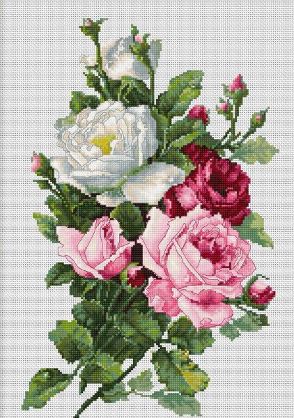 Bouquet of Roses, Counted Cross Stitch Kit Luca-s B2285
