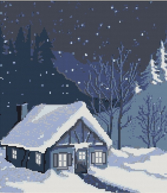 House in Snow Bank, Counted Cross Stitch Kit Luca-s B343