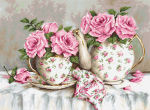 Morning Tea and Roses, Counted Cross Stitch Kit Luca-s B2320