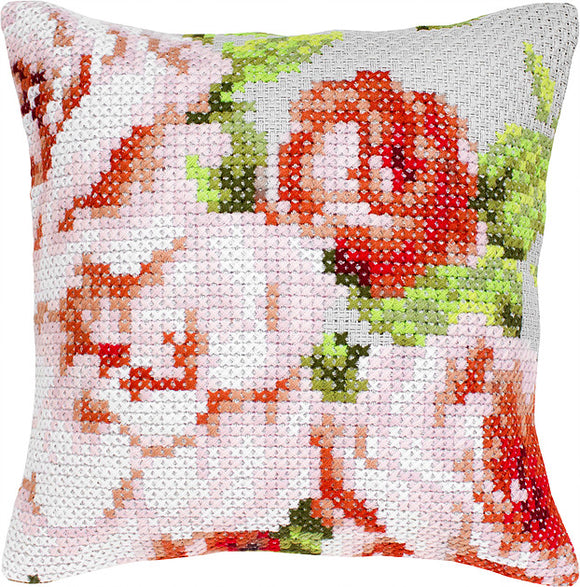 Red Flower Cushion, Counted Cross Stitch Kit Luca-s PB165