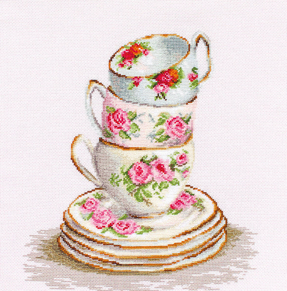 Three Stacked Teacups, Counted Cross Stitch Kit Luca-s B2323