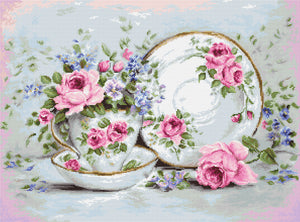 Trio with Blooms, Counted Cross Stitch Kit Luca-s B2318