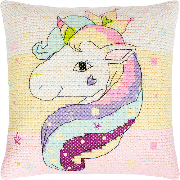 Unicorn Cushion, Counted Cross Stitch Kit Luca-s PB181