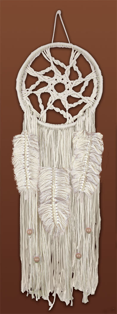 Macrame Kit, Wall Hanging Cotton Knot Kit Natural Feather Dreamcatcher 24