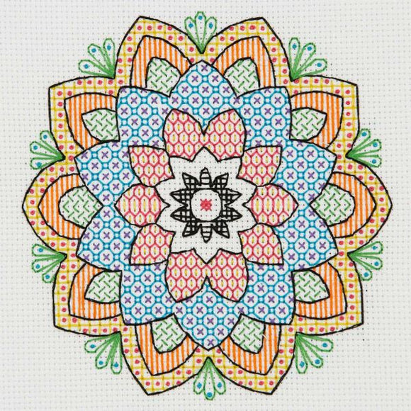 Mandala Blackwork Embroidery Cross Stitch Kit, Anchor ABW0010