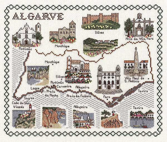 Map of Algarve Cross Stitch Kit, Classic Embroidery SA213