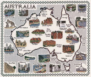 Map of Australia Cross Stitch Kit, Classic Embroidery SA212