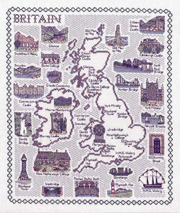 Map of Britain Cross Stitch Kit, Classic Embroidery SA038
