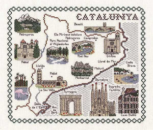 Map of Catalunya Cross Stitch Kit, Classic Embroidery SA189