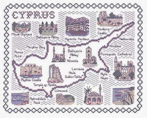 Map of Cyprus Cross Stitch Kit, Classic Embroidery SA231