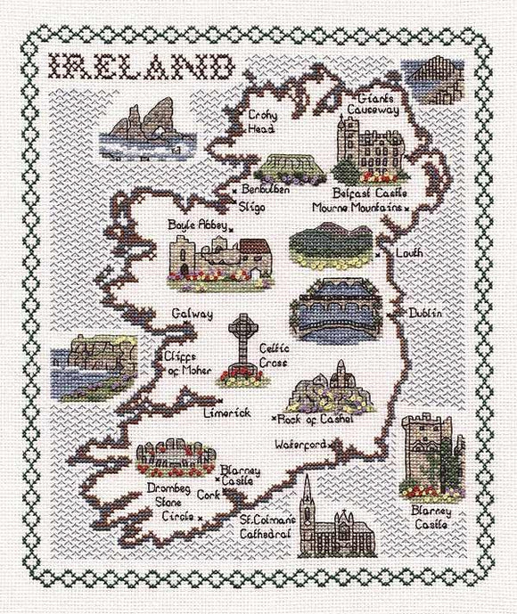Map of Ireland Cross Stitch Kit, Classic Embroidery SA134