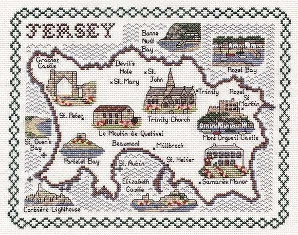 Map of Jersey Cross Stitch Kit, Classic Embroidery SA159
