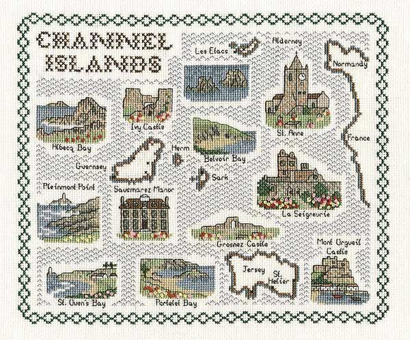 Map of The Channel Islands Cross Stitch Kit, Classic Embroidery SA187