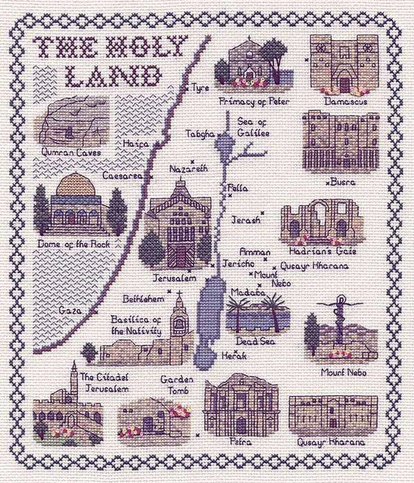 Map of The Holy Land Cross Stitch Kit, Classic Embroidery SA223