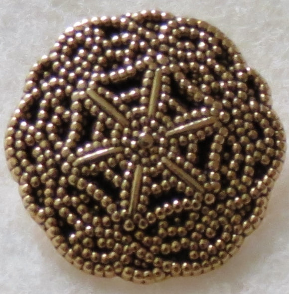 Metal Buttons, Cobweb Flower Designer Button, Gold - 20mm