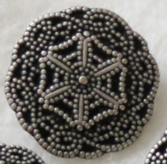 Metal Buttons, Cobweb Flower Designer Button, Pewter - 18mm