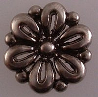 Metal Buttons, Vintage Flower Designer Button, Pewter - 11mm