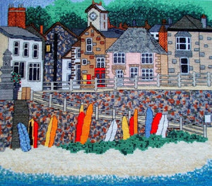 Mousehole Harbour, Cornwall Counted Cross Stitch Kit, Emma Louise Art Stitch