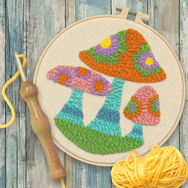 Mushrooms Punch Needle Kit, Dimensions (with tool) D7276394 Sew