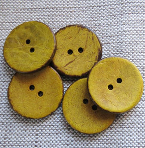 Coconut Buttons, Mustard Rustic Textured Coconut Button - Medium, 23mm