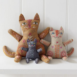 Cat Family Wool Felt Embroidery Kit, Nancy Nicholson - set of 3
