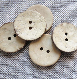 Coconut Buttons Natural Cream Rustic Textured Coconut Button -Medium 23mm
