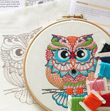 Jewelled Owl Embroidery Kit, Cinnamon Stitching