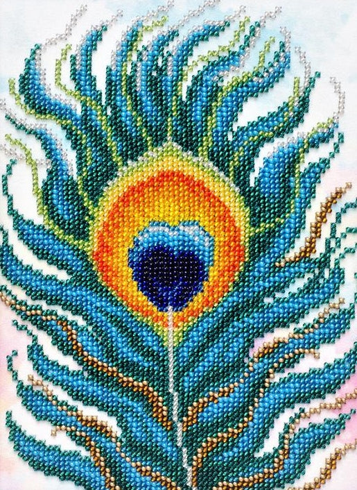 Peacock Feather Bead Embroidery Kit, Bead Work Kit VDV, TN-1049