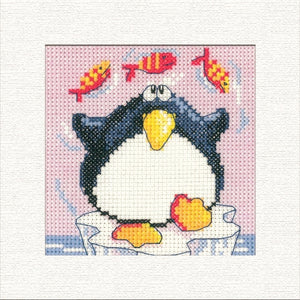 Penguin Christmas Card Cross Stitch Kit, Heritage Crafts -Karen Carter