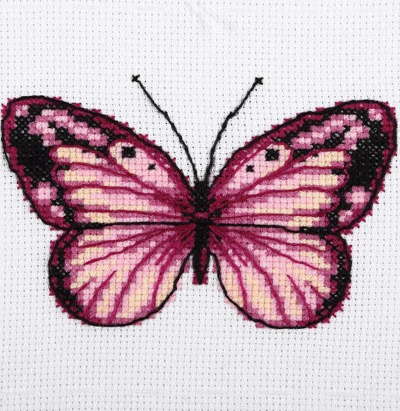 Pink Butterfly Cross Stitch Kit, VDV TM-0214