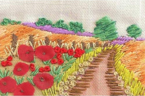 Embroidery Kit Poppy Bank, Rowandean Embroidery