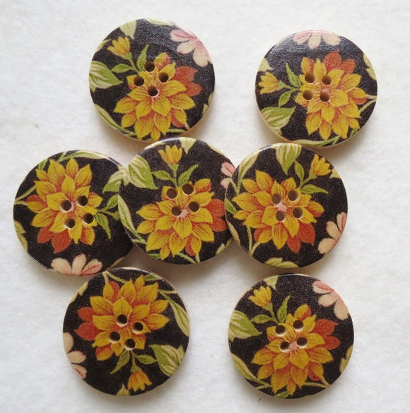 Wooden Button Embellishment - Chrysanthemum 30mm