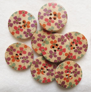 Wooden Button Embellishment - Floral Frenzy 30mm