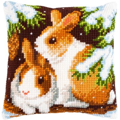 Rabbits in the Snow CROSS Stitch Tapestry Kit, Vervaco pn-0147640