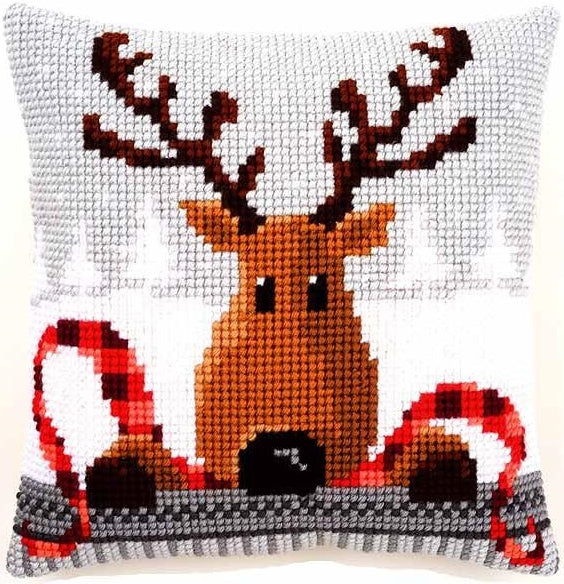Reindeer in Plaid CROSS Stitch Tapestry Kit, Vervaco pn-0148051