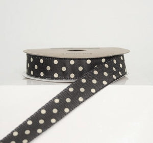 Black and White Dotty Grosgrain Ribbon -15mm