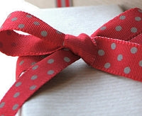 Red and Grey Dotty Grosgrain Ribbon -15mm