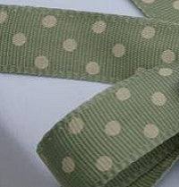 Sage Green and Cream Dotty Grosgrain Ribbon -15mm