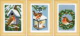 Robins in Winter Cross Stitch Kits - SET of 3, Vervaco PN-0187471