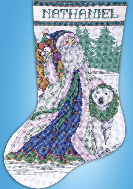 Santa and Polar Bear Stocking Cross Stitch Kit, Design Works 5986