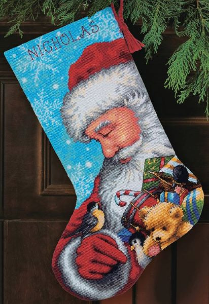 Santa and Toys Stocking Tapestry Needlepoint Kit, Dimensions D71-09145