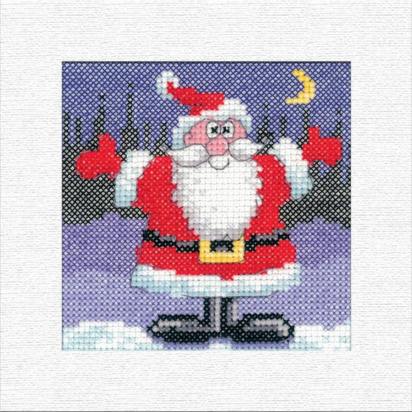 Santa Christmas Card Cross Stitch Kit, Heritage Crafts -Karen Carter