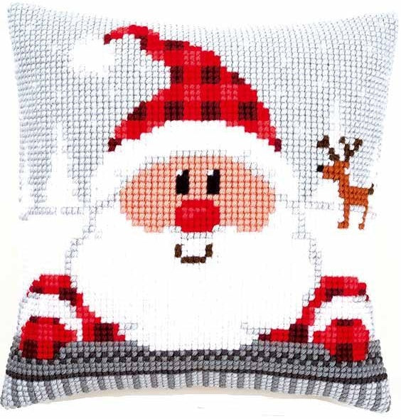 Santa in Plaid CROSS Stitch Tapestry Kit, Vervaco pn-0148061