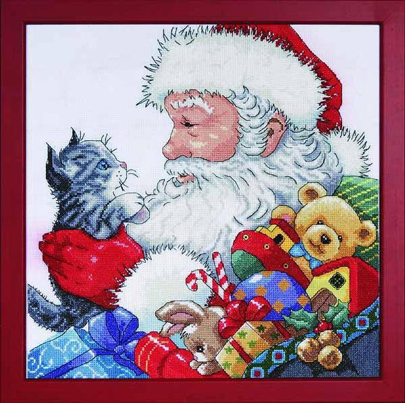 Santa with Kitten Cross Stitch Kit, Design Works 5977